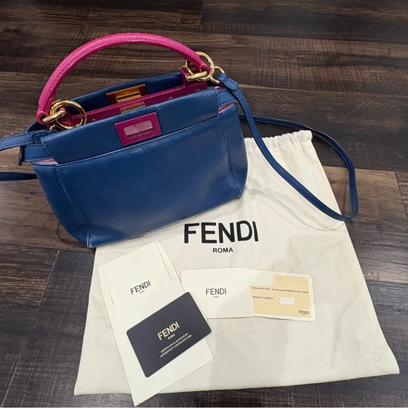 Fendi Authentic mini Peekaboo Blue and Pink - Picture 1 of 12